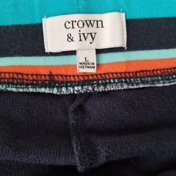 Crown & Ivy Blue/Orange Multi Striped Skort with Pockets Size L - Picture 4 of 11